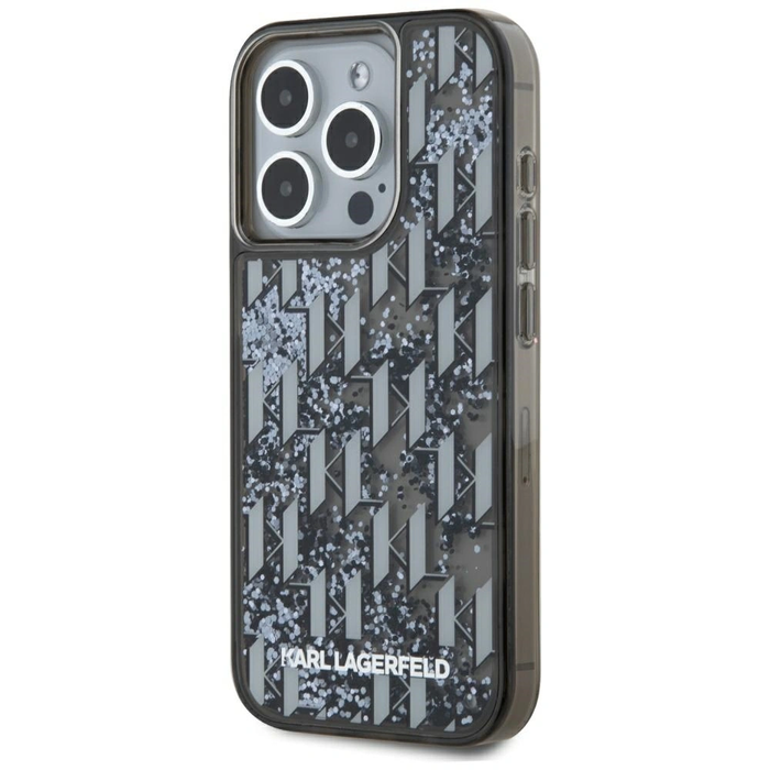 Karl Lagerfeld Liquide Glitter Monogram Gradient Apple iPhone 15 Pro Max black