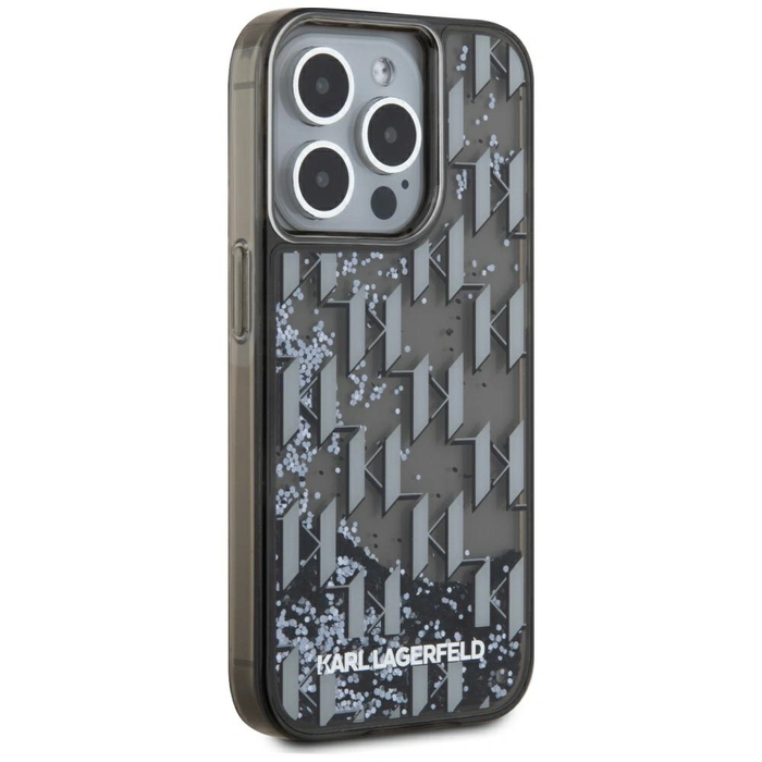 Karl Lagerfeld Liquide Glitter Monogram Gradient Apple iPhone 15 Pro Max black