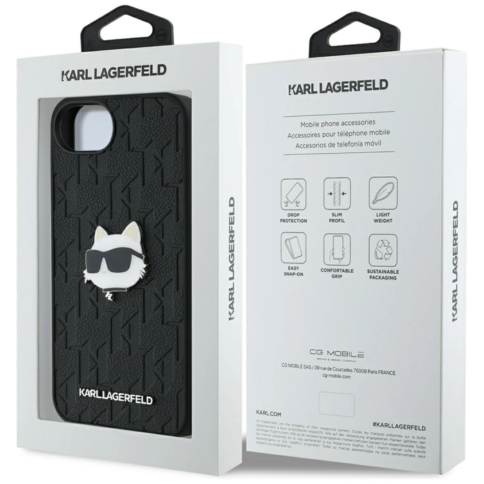 Karl Lagerfeld Monogram Choupette Head Pin Apple iPhone 17e / 16e black