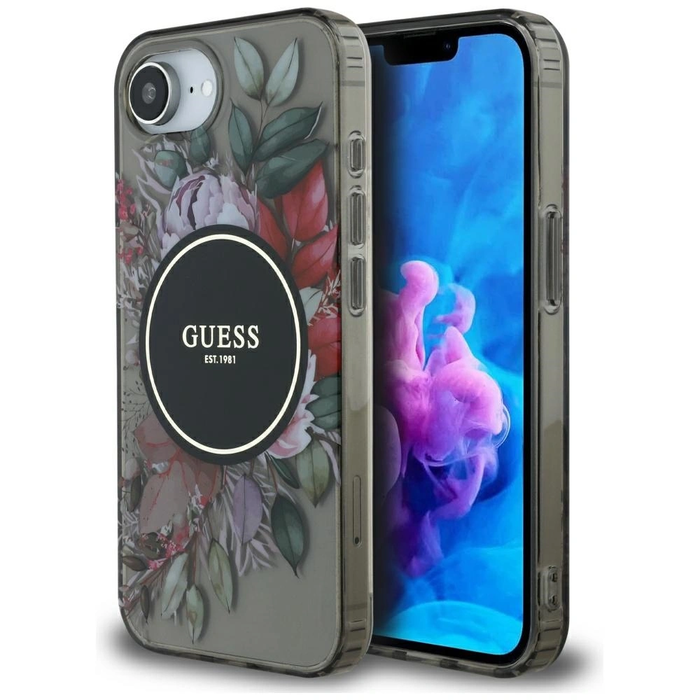 Guess IML Flowers MagSafe Apple iPhone 17e / 16e black