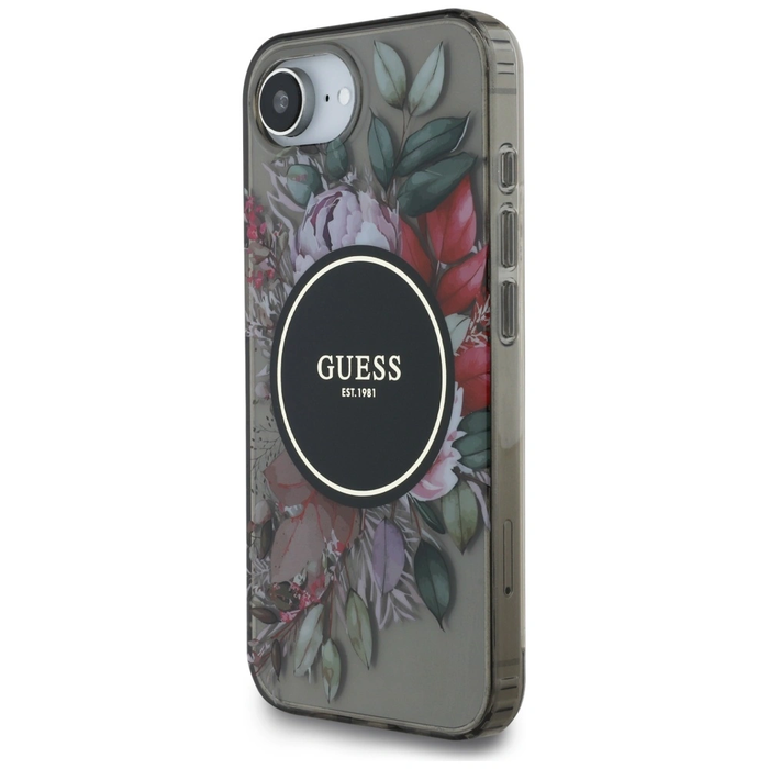 Guess IML Flowers MagSafe Apple iPhone 17e / 16e black
