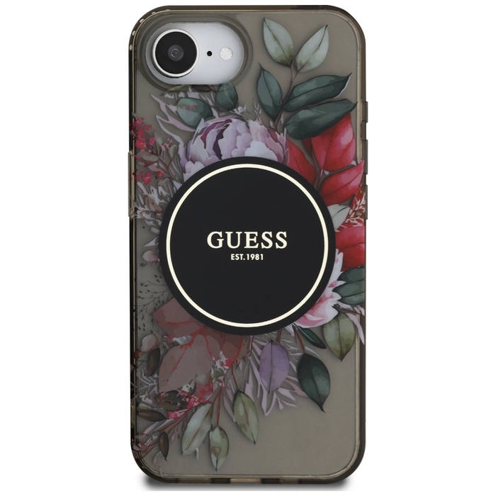 Guess IML Flowers MagSafe Apple iPhone 17e / 16e black