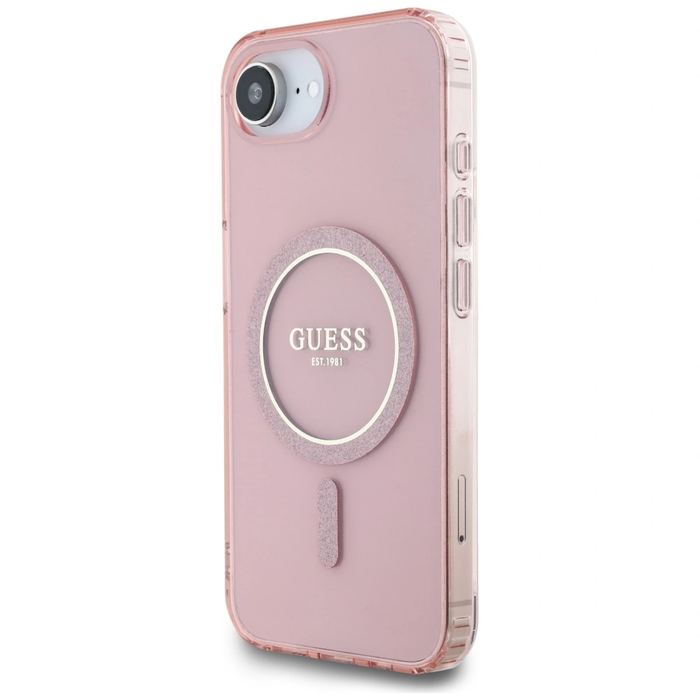 Guess IML Glitter Circle MagSafe Apple iPhone 17e / 16e pink
