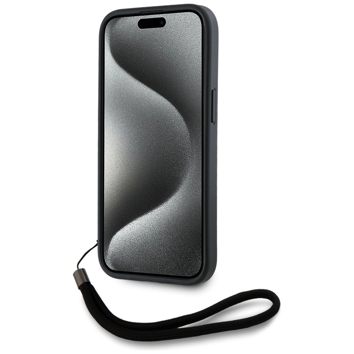 Karl Lagerfeld Saffiano Athleisure Stripes Cord Apple iPhone 15 Pro Max black-red