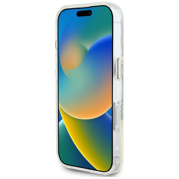 Guess IML Metal Colored Circle Classic Logo MagSafe Apple iPhone 16 white