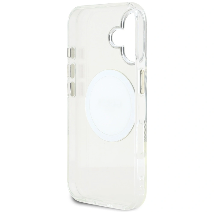 Guess IML Metal Colored Circle Classic Logo MagSafe Apple iPhone 16 white
