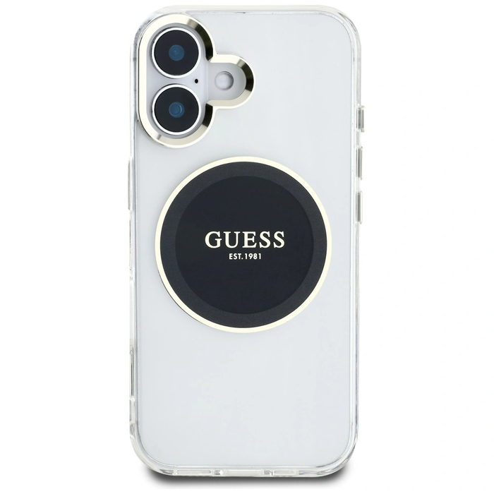 Guess IML Metal Colored Circle Classic Logo MagSafe Apple iPhone 16 black