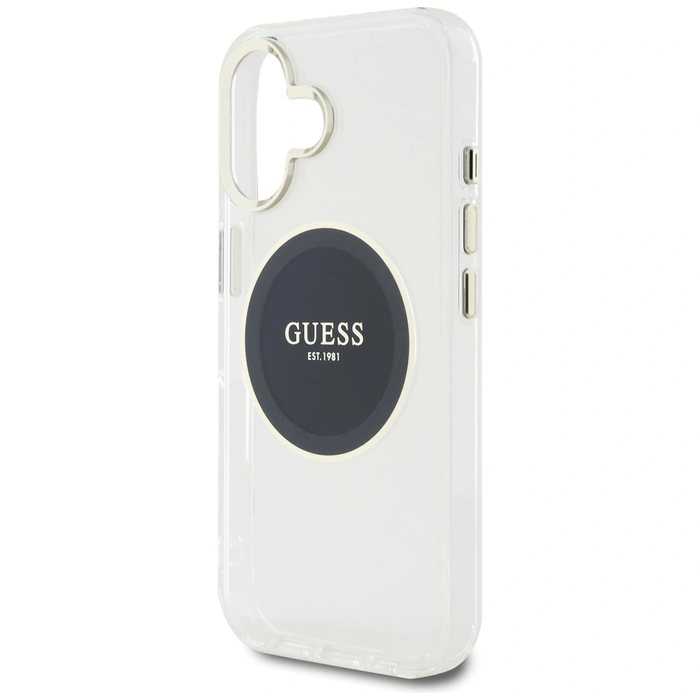 Guess IML Metal Colored Circle Classic Logo MagSafe Apple iPhone 16 black