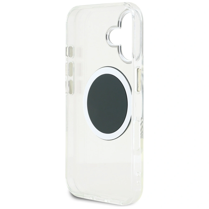 Guess IML Metal Colored Circle Classic Logo MagSafe Apple iPhone 16 black