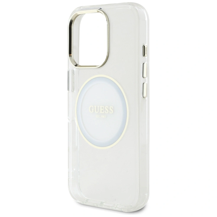 Guess IML Metal Colored Circle Classic Logo MagSafe Apple iPhone 16 Pro white