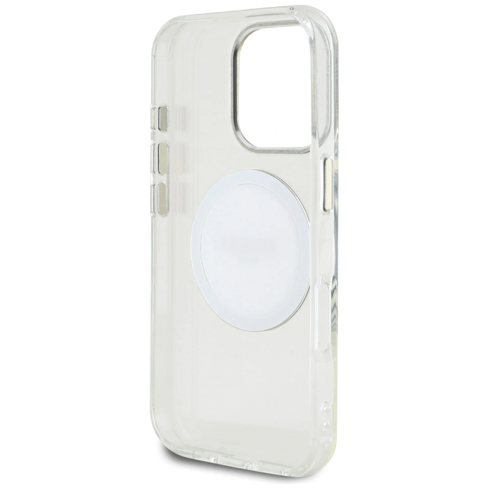 Guess IML Metal Colored Circle Classic Logo MagSafe Apple iPhone 16 Pro white