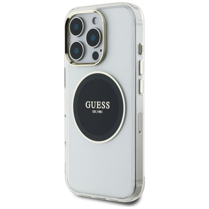 Guess IML Metal Colored Circle Classic Logo MagSafe Apple iPhone 16 Pro black