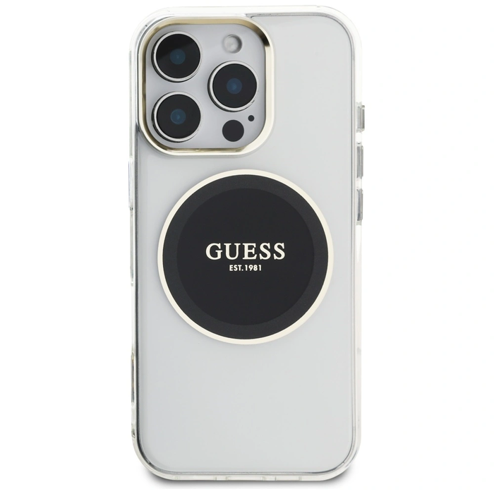 Guess IML Metal Colored Circle Classic Logo MagSafe Apple iPhone 16 Pro black