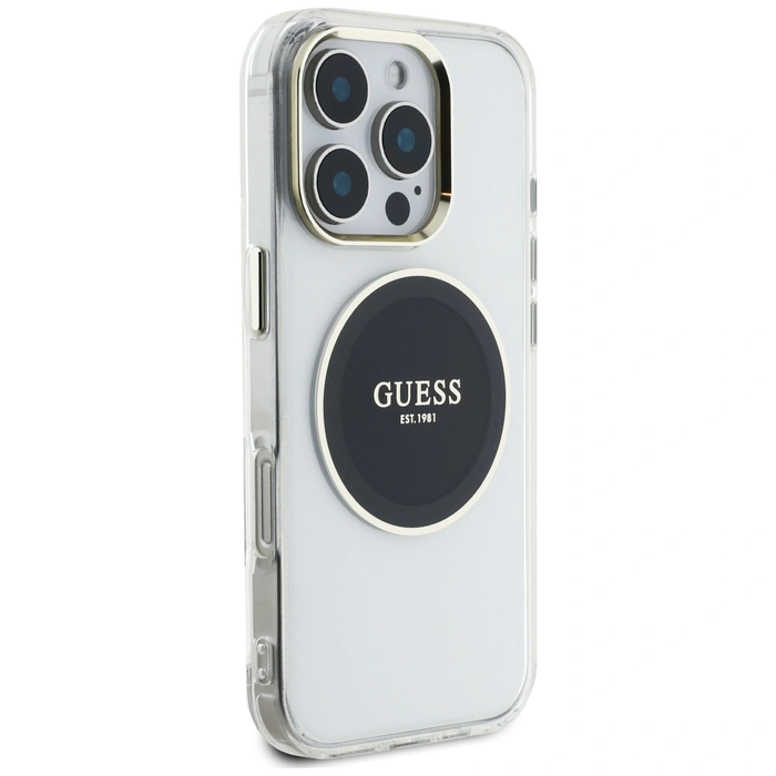 Guess IML Metal Colored Circle Classic Logo MagSafe Apple iPhone 16 Pro black