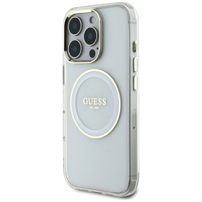 Guess IML Metal Colored Circle Classic Logo MagSafe Apple iPhone 16 Pro Max white