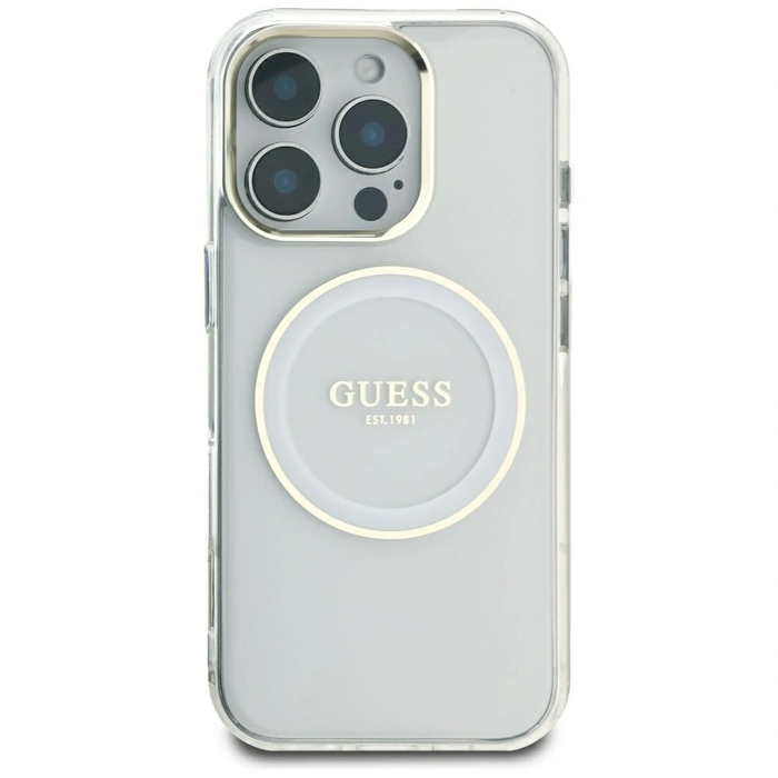 Guess IML Metal Colored Circle Classic Logo MagSafe Apple iPhone 16 Pro Max white