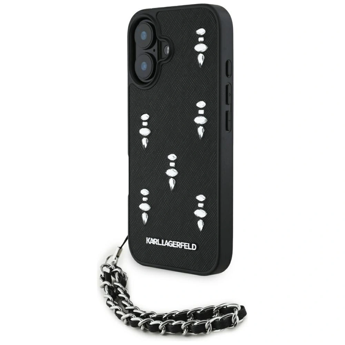 Karl Lagerfeld Saffiano Crystals w/Chain Apple iPhone 16 black