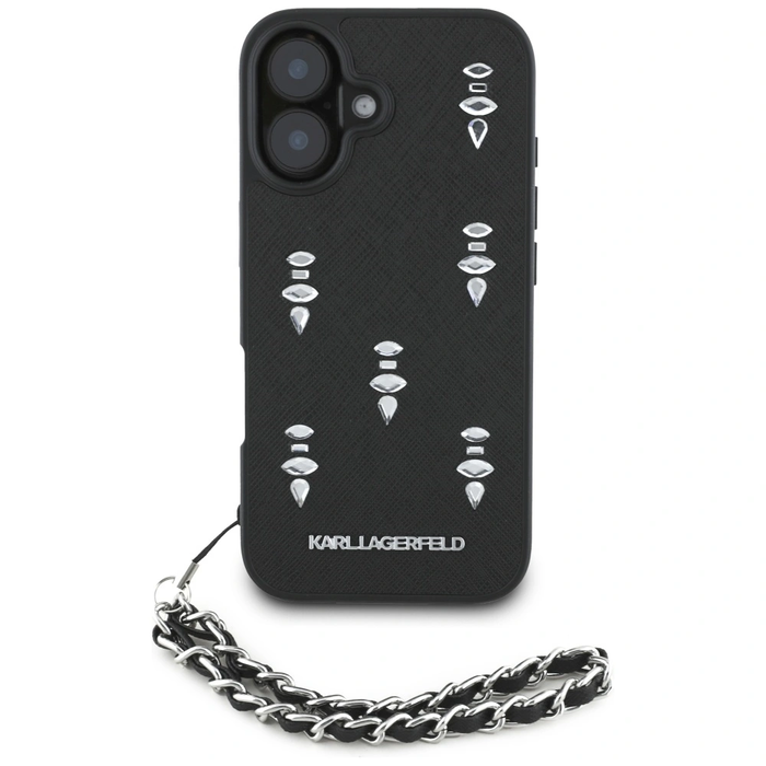 Karl Lagerfeld Saffiano Crystals w/Chain Apple iPhone 16 black