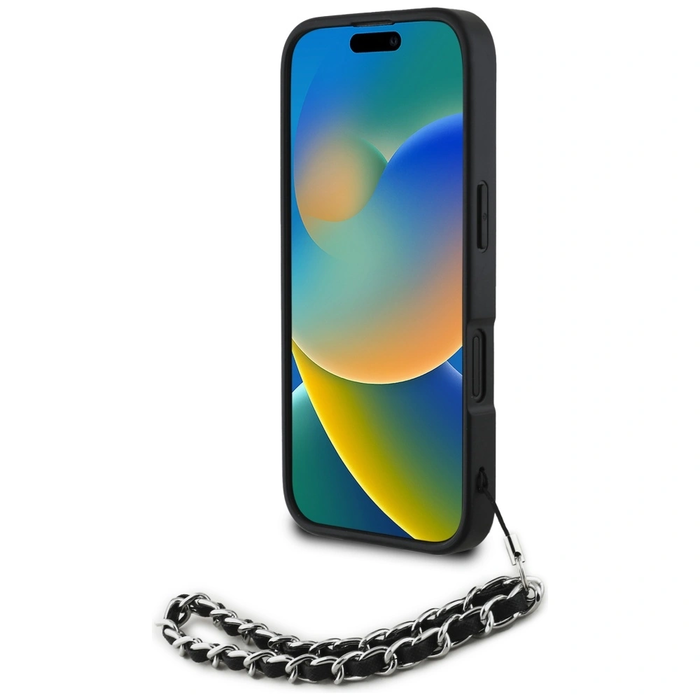 Karl Lagerfeld Saffiano Crystals w/Chain Apple iPhone 16 black