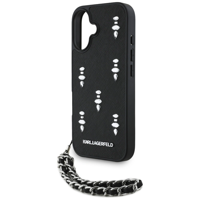 Karl Lagerfeld Saffiano Crystals w/Chain Apple iPhone 16 black