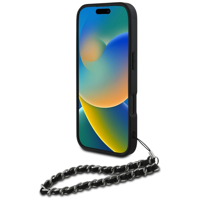 Karl Lagerfeld Saffiano Crystals w/Chain Apple iPhone 16 Pro black
