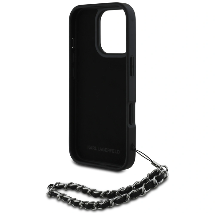 Karl Lagerfeld Saffiano Crystals w/Chain Apple iPhone 16 Pro black