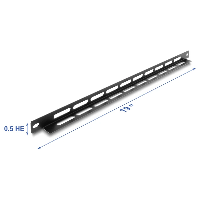 Delock cable management panel 67460 για rack 19", 0.5U, βάθος 22mm, μεταλλικό, μαύρο