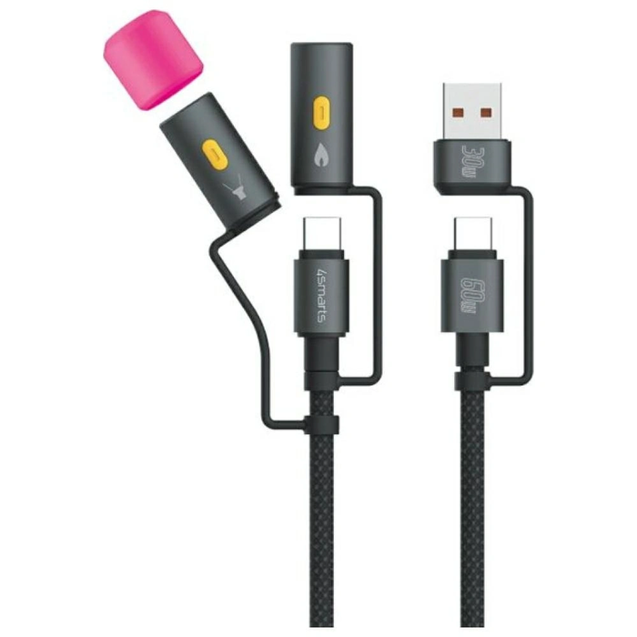 4smarts Explorer 4in1 USB-C / USB-A, USB-C lighter, flashlight 60W 1m black