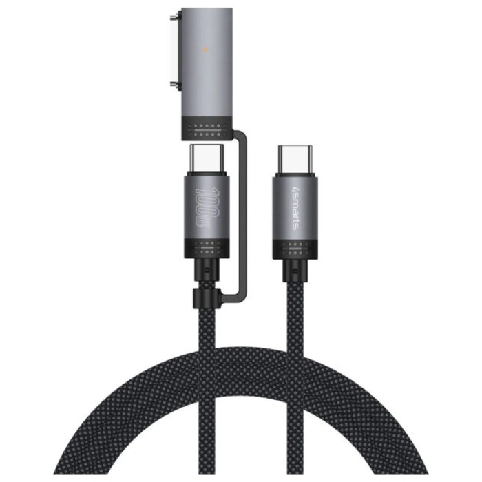 4smarts Explorer ComboCord USB-C / USB-C, MagSafe 100W 2m black