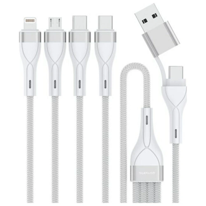 4smarts 4in1 USB-C, USB-A / 2xUSB-C, Micro-USB, Lightning 1.2m white