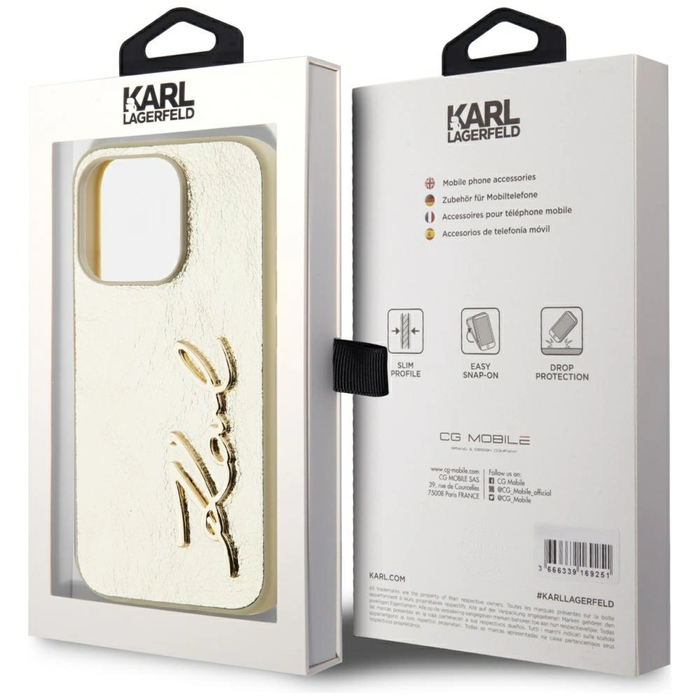 Karl Lagerfeld Wrinkled Metal Signature Apple iPhone 15 Pro Max gold
