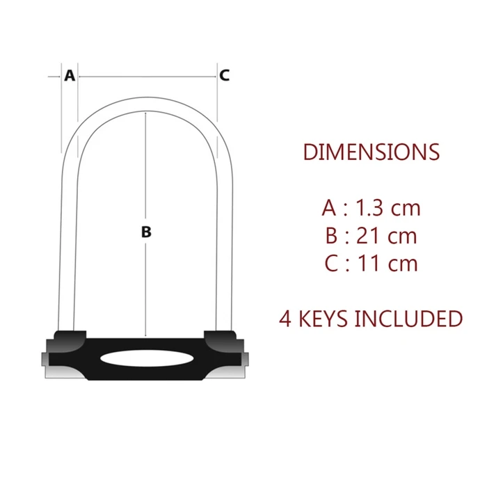 Master Lock U-Lock Hardened Steel 8195EURDPRO Bicycle U-Lock with Key, Black