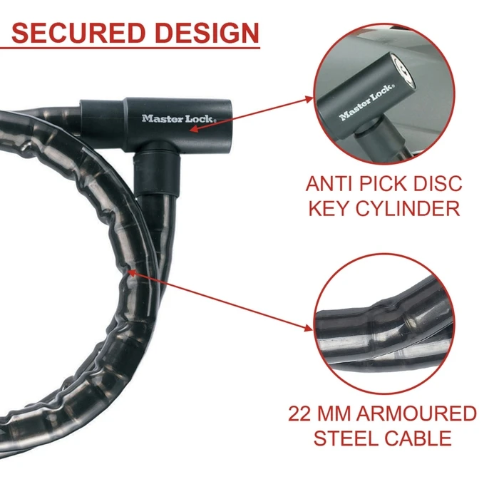 Master Lock Αντικλεπτική Αλυσίδα Μοτοσυκλέτας με Κλειδαριά και Μήκος 120εκ. (Ø22mm) - 8115EURDPS