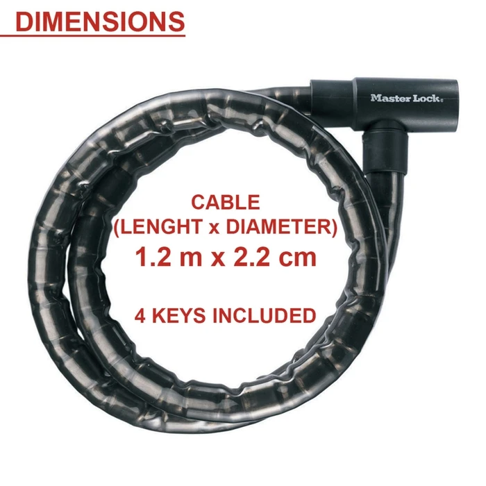 Master Lock Αντικλεπτική Αλυσίδα Μοτοσυκλέτας με Κλειδαριά και Μήκος 120εκ. (Ø22mm) - 8115EURDPS