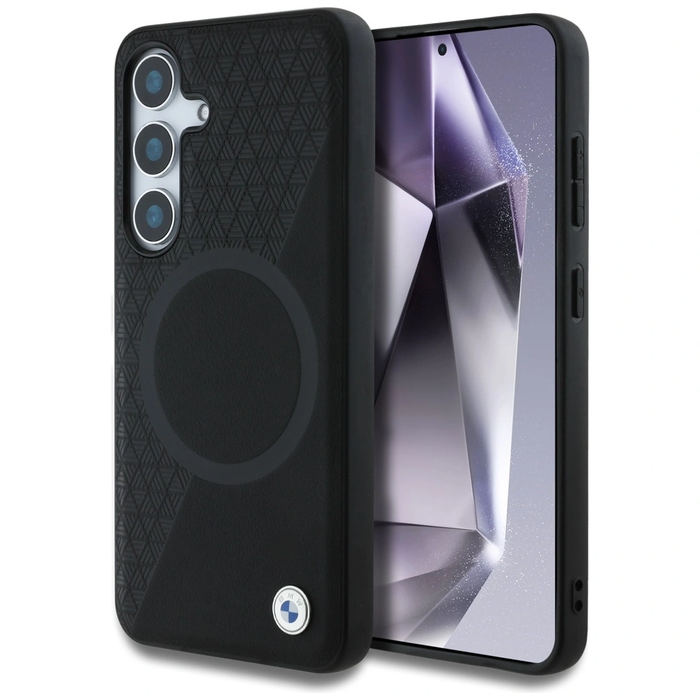 BMW Leather Half Textured MagSafe Samsung Galaxy S25 black