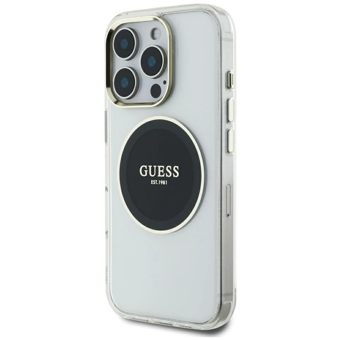 Guess IML Metal Colored Circle Classic Logo MagSafe Apple iPhone 16 Pro Max black