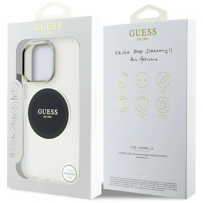 Guess IML Metal Colored Circle Classic Logo MagSafe Apple iPhone 16 Pro Max black