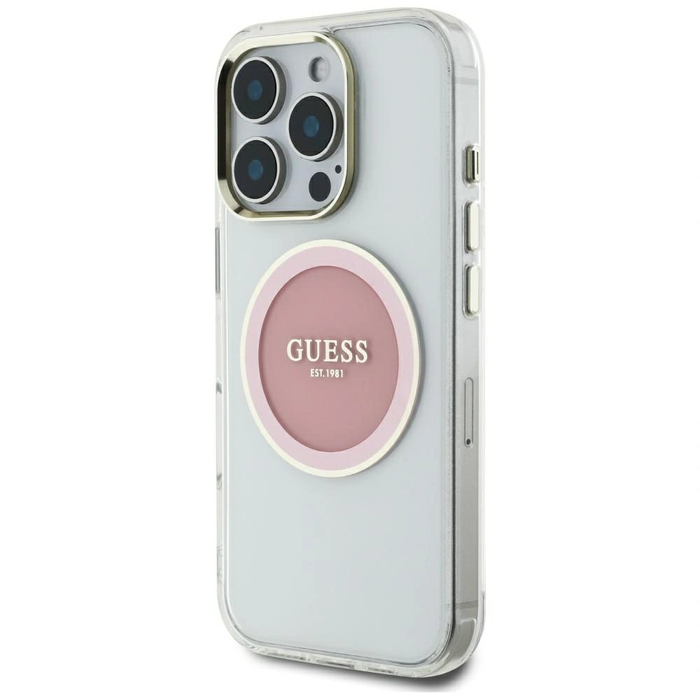 Guess IML Metal Colored Circle Classic Logo MagSafe Apple iPhone 16 Pro Max pink
