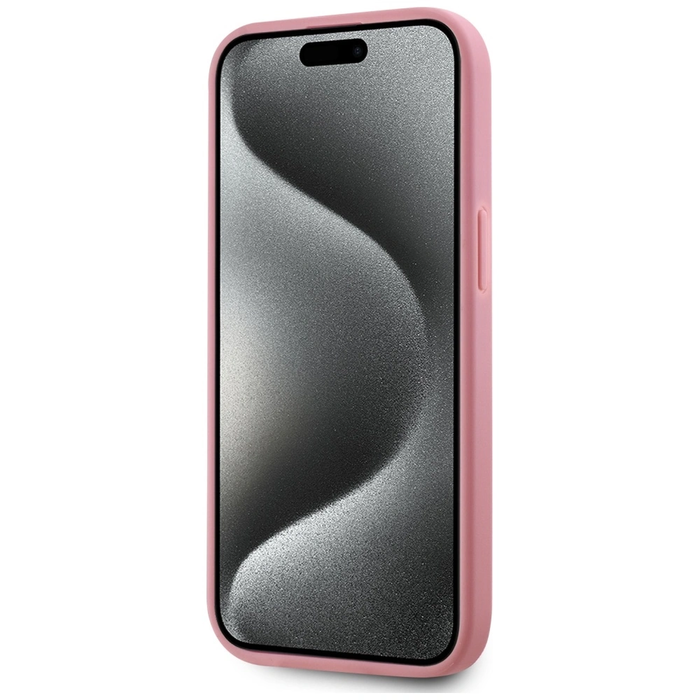 Karl Lagerfeld Wrinkled Metal Signature Apple iPhone 15 pink