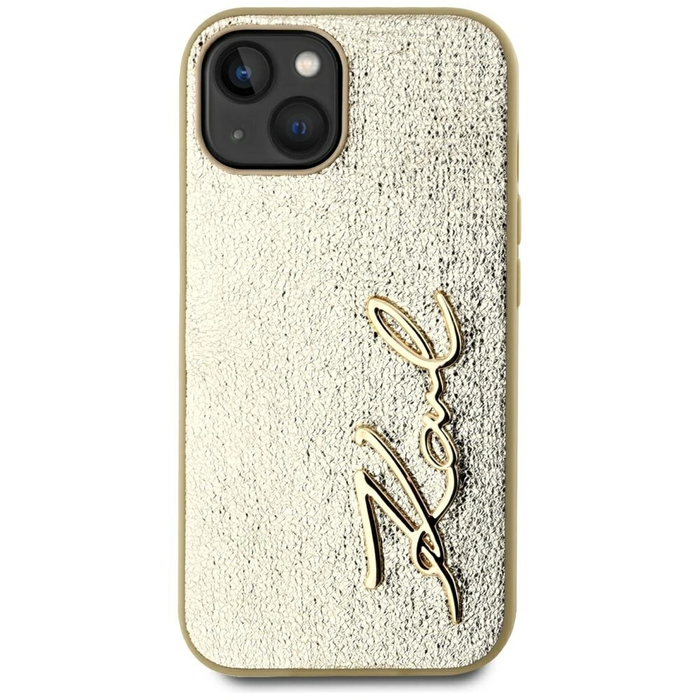 Karl Lagerfeld Wrinkled Metal Signature Apple iPhone 15 gold
