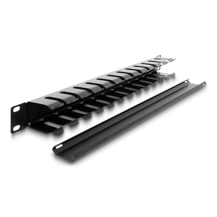 Delock cable management 67628 για rack 19"/1U, με βούρτσα προστασίας, μεταλλικό, μαύρο