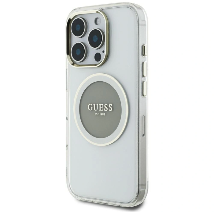 Guess IML Metal Colored Circle Classic Logo MagSafe Apple iPhone 16 Pro Max grey