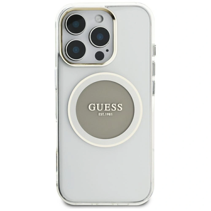 Guess IML Metal Colored Circle Classic Logo MagSafe Apple iPhone 16 Pro Max grey
