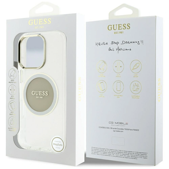 Guess IML Metal Colored Circle Classic Logo MagSafe Apple iPhone 16 Pro Max grey