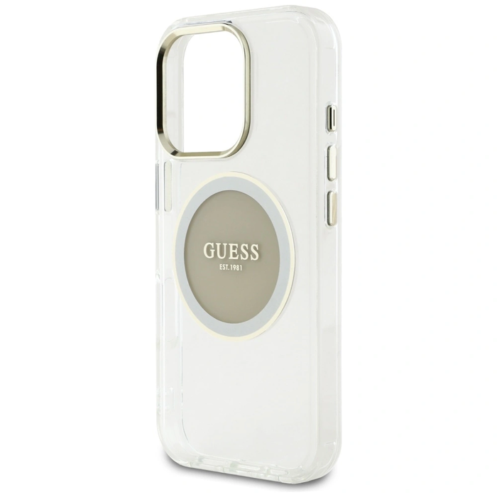 Guess IML Metal Colored Circle Classic Logo MagSafe Apple iPhone 16 Pro grey