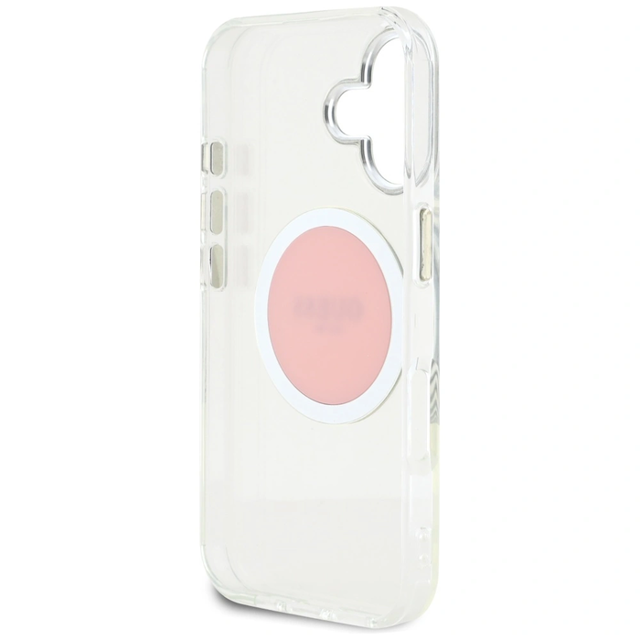 Guess IML Metal Colored Circle Classic Logo MagSafe Apple iPhone 16 pink