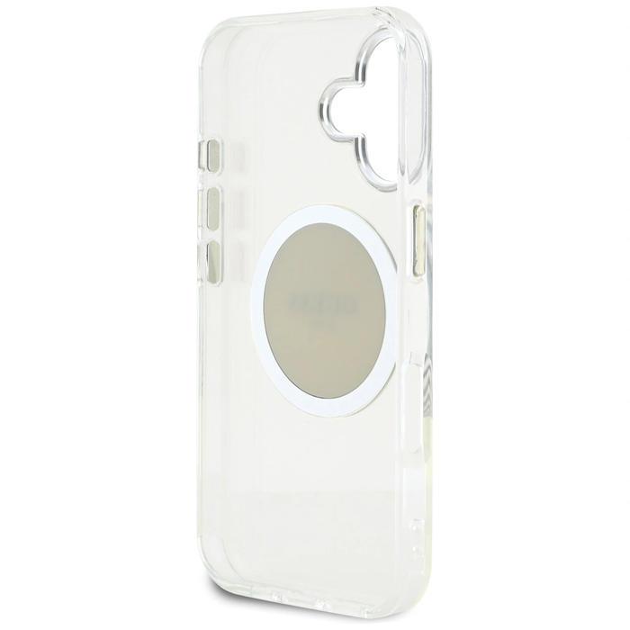 Guess IML Metal Colored Circle Classic Logo MagSafe Apple iPhone 16 grey