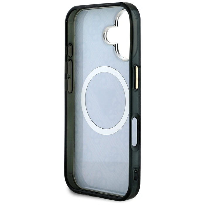 Guess IML Metal Glitter 4G Circle Triangle MagSafe Apple iPhone 16 black
