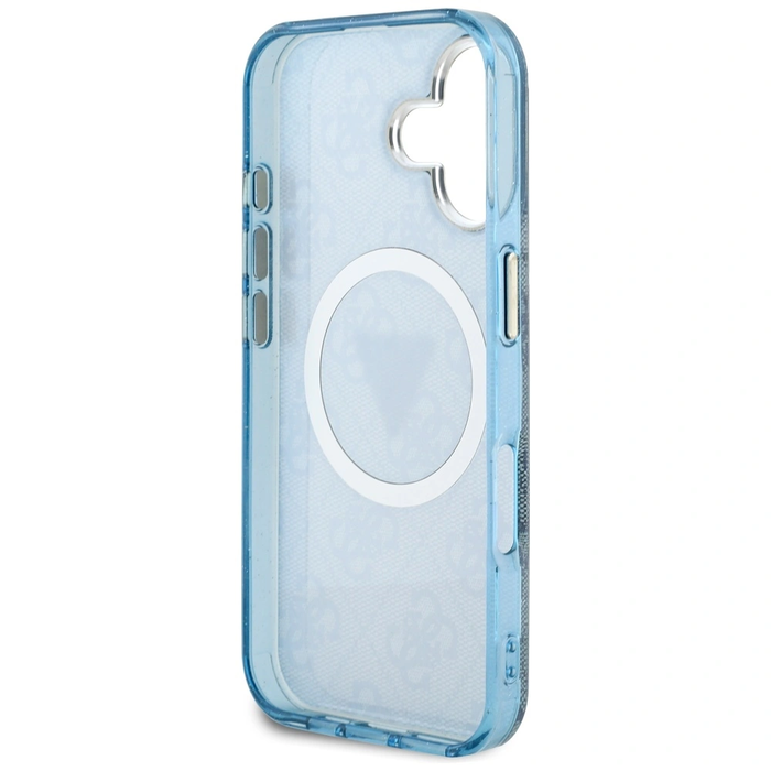 Guess IML Metal Glitter 4G Circle Triangle MagSafe Apple iPhone 16 blue