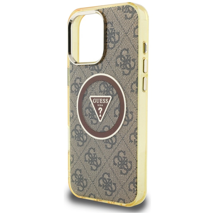 Guess IML Metal Glitter 4G Circle Triangle MagSafe Apple iPhone 16 Pro brown